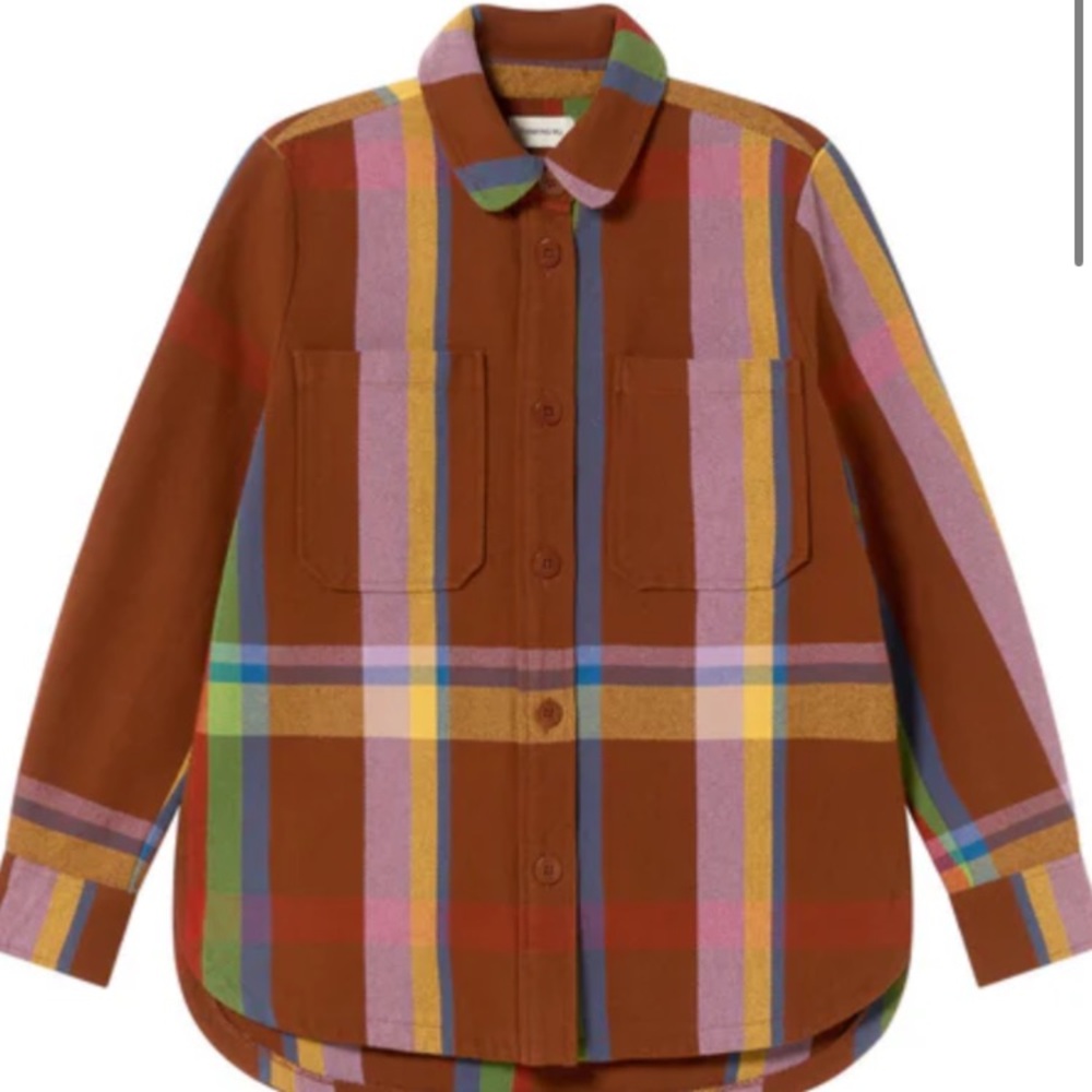 Thinking Mu Women’s Multicolor Plaid Button Down Norita Shirt/Shacket M NWT